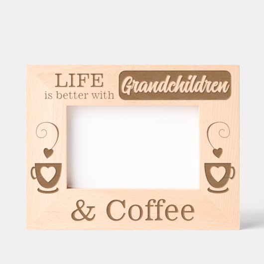 孫とコーヒー レーザー彫刻フレーム (正面)