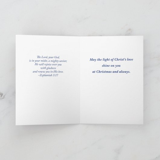 孫と妻クリスマス恵みManger カード (内部)