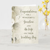 孫と彼の妻の結婚式の日おめでとう カード (黄色い花)