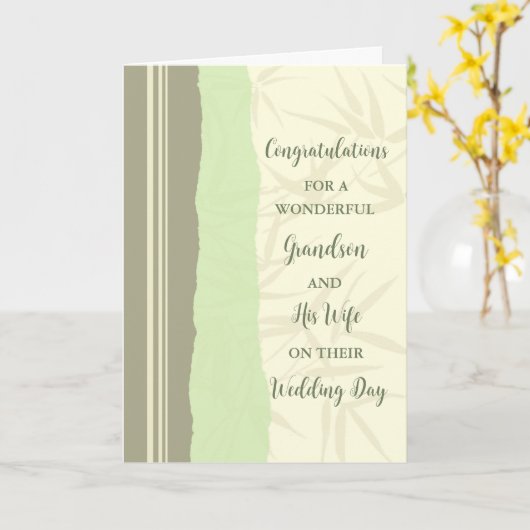 孫と彼の妻の結婚式の日おめでとう カード (黄色い花)