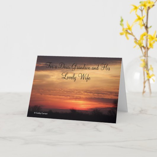 孫と彼親愛の妻の記念日カードのために カード (黄色い花)