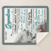 孫にパーソナライズされた宛てた手紙 シェルパブランケット (正面(横))