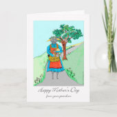 孫のおばあちゃんの猫と母の日 カード (正面)