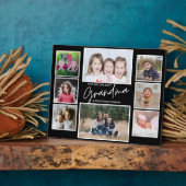 孫のおば最高のあちゃん8フォトコラージュブラック フォトプラーク (側面)