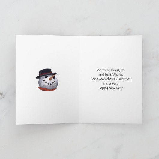 孫のためのすてきな雪だるまのクリスマスカード シーズンカード (内部)
