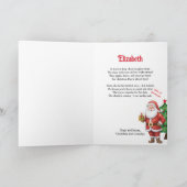 孫のためのクリスマスのエルフとサンタの個人的なメッセージ カード (内部)
