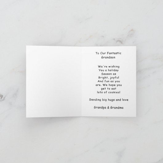 孫のためのクリスマストラック折り畳みホリデーカード シーズンカード (内部)