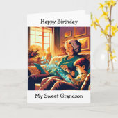 孫のためのビデオゲームをテーマにした誕生日 カード (黄色い花)