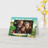 孫のための写真の恐竜バレンタインデーのカード カード (黄色い花)