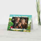 孫のための写真の恐竜バレンタインデーのカード カード (正面)