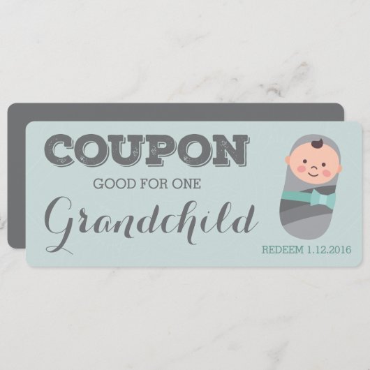 孫のための新しい祖父母の発表のクーポン 案内状 (正面/裏面)