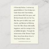 孫のための祖父母祈りの言葉神聖なハート プレイスカード (裏面)