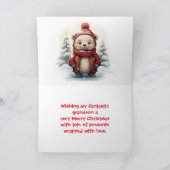 孫のための笑顔のクリスマスベアーカード サンキューカード (内部)