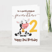 孫のための魔法の牛誕生祝い カード (正面)