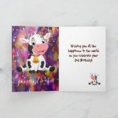 孫のための魔法の牛誕生祝い カード (内部)