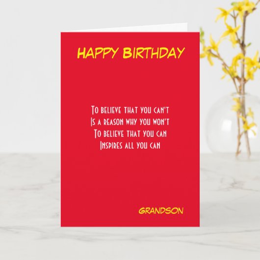 孫のやる気を起こさせる誕生日グリーティングカード カード (黄色い花)