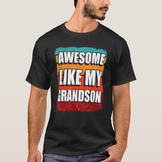 孫のようなレトロなビンテージの祖父母 Tシャツ (正面)