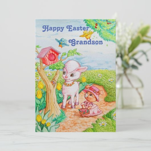 孫のイースターパーソナライズされたカード。 案内状 (スタンド正面)