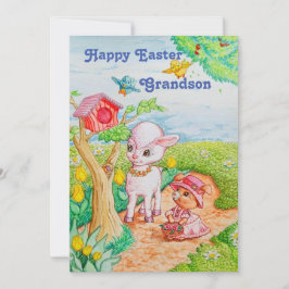 孫のイースターパーソナライズされたカード。 案内状