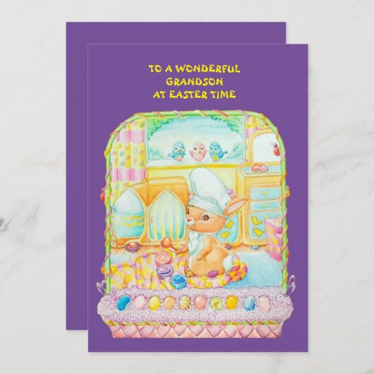孫のイースター フラット ホリデー カード (正面/裏面)