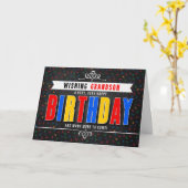 孫のカラフルシャルボード誕生日文字 カード (黄色い花)