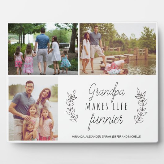 孫の写真コラージュ祖父母は人生を作る フォトプラーク (正面)