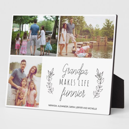 孫の写真コラージュ祖父母は人生を作る フォトプラーク (側面)