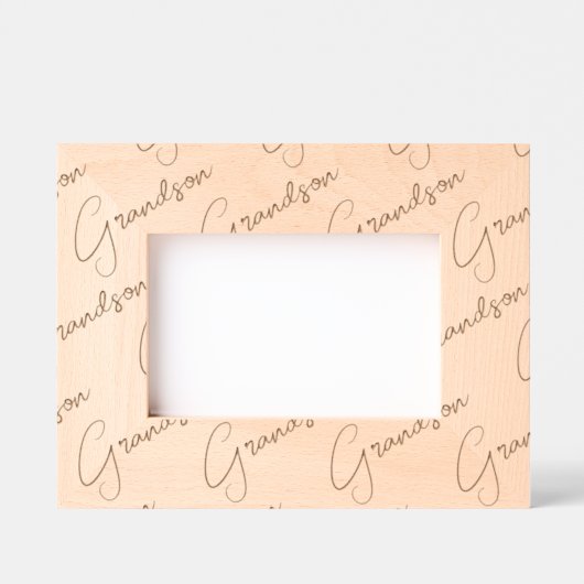 孫の写真 ウッドフレーム 6x4" ランドスケープ レーザー彫刻フレーム (正面)