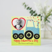 孫の可愛い赤いハートの少年 バレンタインデーの写真 シーズンカード (スタンド正面)