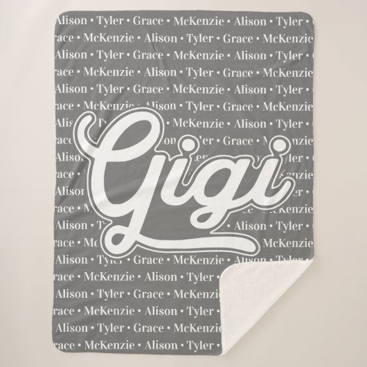 孫の名前とギギのためのギフト シェルパブランケット (正面)