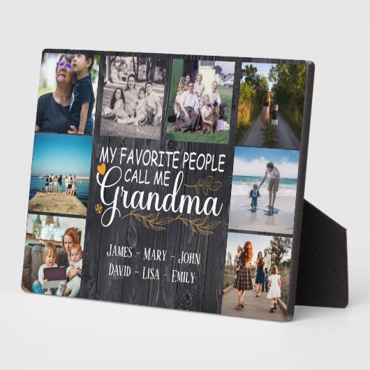 孫の名前と写真のおばあちゃん フォトプラーク (側面)