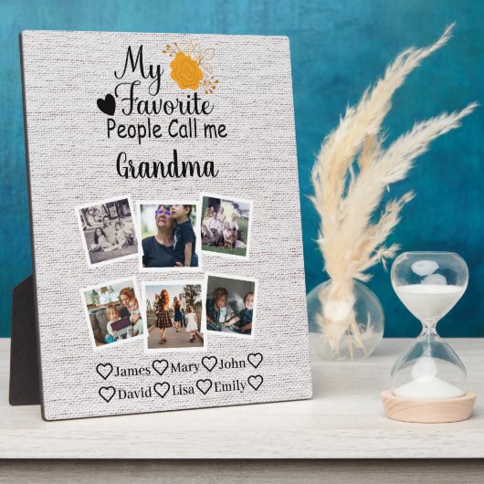 孫の名前と写真のおばあちゃん フォトプラーク (側面)