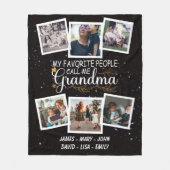 孫の名前と写真のおばあちゃん フリースブランケット (正面)
