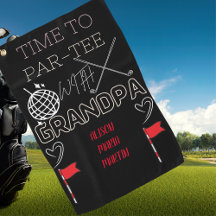 孫の名前のおじいちゃんのブラックゴルフタオル