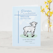 孫の名前をカスタムすると日付バプティスブルーラム カード (黄色い花)