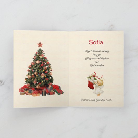 孫の名前サンタクロースのクリスマスパーソナライズ シーズンカード (内部)