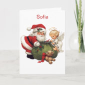 孫の名前サンタクロースのクリスマス シーズンカード (正面)