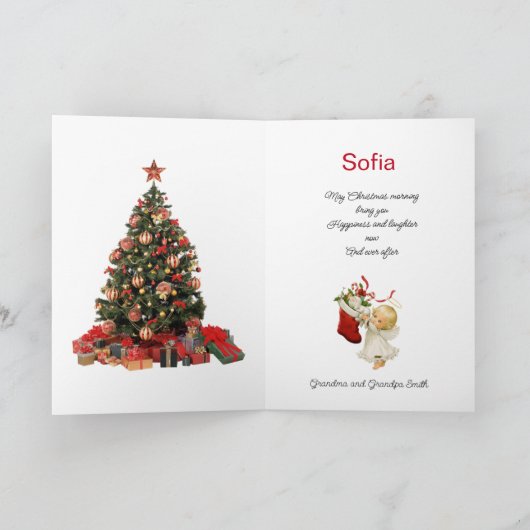 孫の名前サンタクロースのクリスマス シーズンカード (内部)