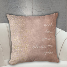 孫の名前ピンクミニマル金ゴールドグリッター クッション