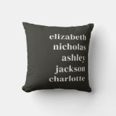 孫の名前ブラックモダントレンディープレゼント クッション (正面)
