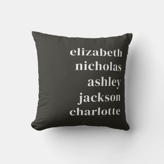 孫の名前ブラックモダントレンディープレゼント クッション (正面)