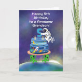 孫の宇宙飛行士の5歳の誕生日おめでとう、かっこいい カード (正面)