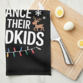 孫の家族と一緒に踊りそうな キッチンタオル (四つ折り)