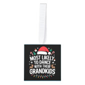 孫の家族と一緒に踊りそうな キューブオーナメント (正面)