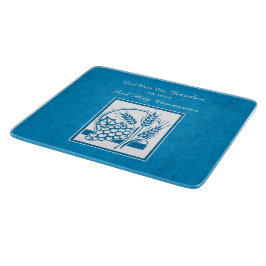 孫の最初のコミュニオンブルー、小麦、ブドウ カッティングボード