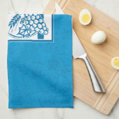 孫の最初のコミュニオンブルー、小麦、ブドウ キッチンタオル (四つ折り)