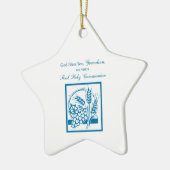 孫の最初のコミュニオンブルー、小麦、ブドウ セラミックオーナメント (左)