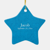 孫の最初のコミュニオンブルー、小麦、ブドウ セラミックオーナメント (裏面)