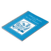 孫の最初のコミュニオンブルー、小麦、ブドウ ノートブック (左側)