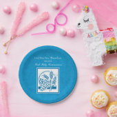 孫の最初のコミュニオンブルー、小麦、ブドウ ペーパープレート (パーティー)